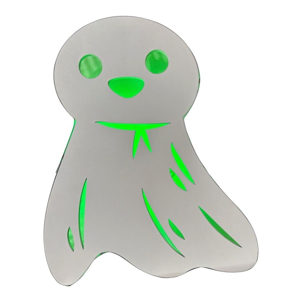 LED Ghost Backlit Green Flickering/Solid Halloween Lighted Decor Hyde & EEK!